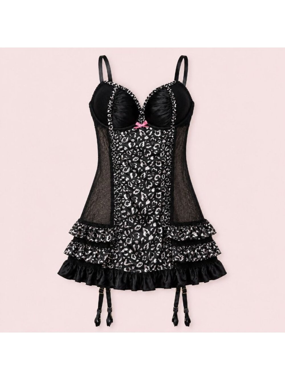 Victorias Secret Garter Slip Dress Y2K Sexy Little Things 34C Leopard 34C Pinup